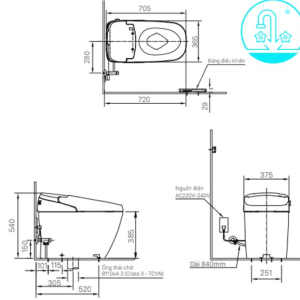 Alternative view of Bồn Cầu Điện Tử INAX AC-G216VN/BKG Đen
