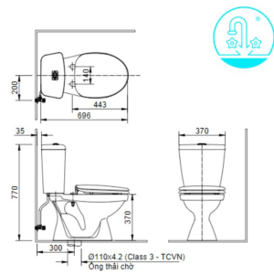 Alternative view of Bồn Cầu INAX C-108VAN 2 Khối Nắp Êm