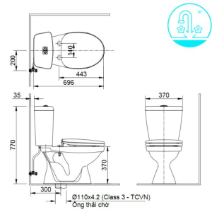 Alternative view of Bồn Cầu INAX C-108VA 2 Khối Nắp Thường