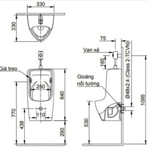 Alternative view of Bồn Tiểu Nam INAX AU-431VAC Treo Tường Men Chống Bám Bẩn