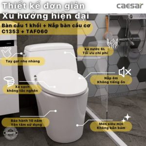 Alternative view of Bồn cầu 1 khối nắp rửa cơ C1353F/TAF060