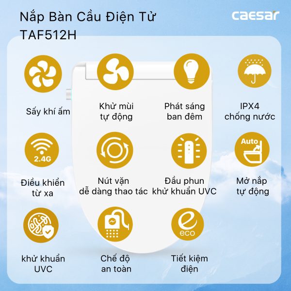 Alternative view of Bồn cầu 1 khối nắp điện tử Caesar C1364F/TAF512H