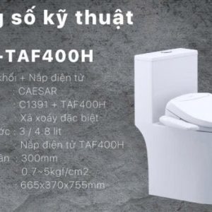 Ảnh công trình thực tế Bồn cầu 1 khối nắp điện tử Caesar C1391F/TAF400H