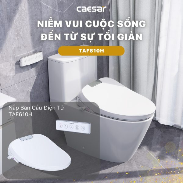 Ảnh công trình thực tế Bồn cầu 1 khối nắp điện tử Caesar C1391F/TAF610H