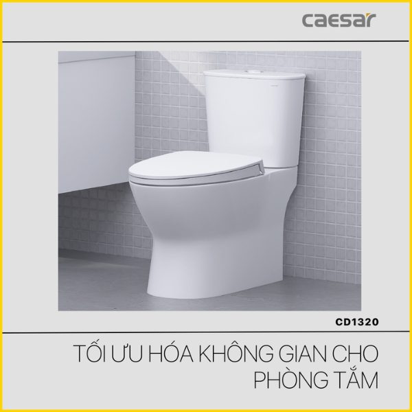 Ảnh công trình thực tế Bồn cầu 2 khối nắp điện tử Caesar CD1320/TAF610H