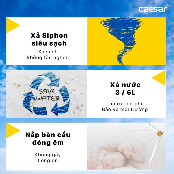 Alternative view of Bồn cầu 2 khối nắp cơ Caesar CD1325/TAF060