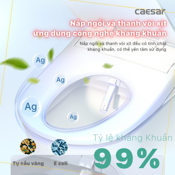 Alternative view of Bồn cầu 2 khối nắp điện tử Caesar CD1340/TAF710H