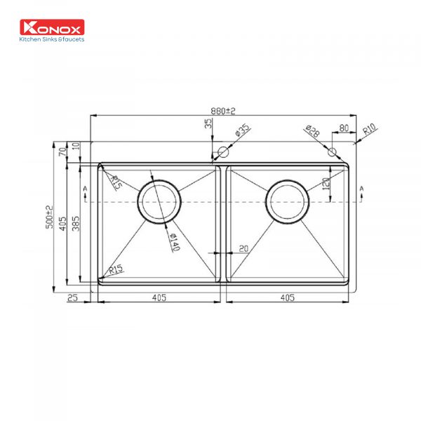 Ảnh công trình thực tế Chậu Rửa Chén KONOX KN8850TD 2 Hộc