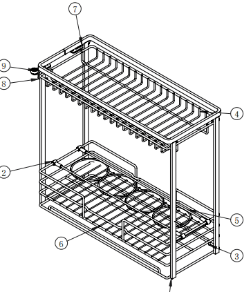 Giá Gia Vị Chai Lọ GARIS GK02.25E Inox Xước Mờ Nan Vuông Cánh Kéo 250mm