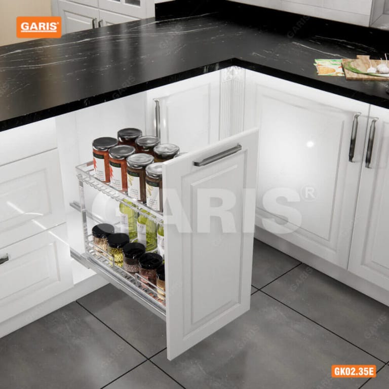 Giá Gia Vị Chai Lọ GARIS GK02.35E Inox Xước Mờ Nan Vuông Cánh Kéo 350mm
