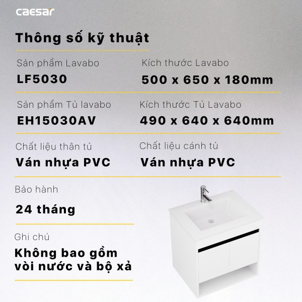 Ảnh công trình thực tế Bộ tủ lavabo Caesar LF5030/EH15030AV