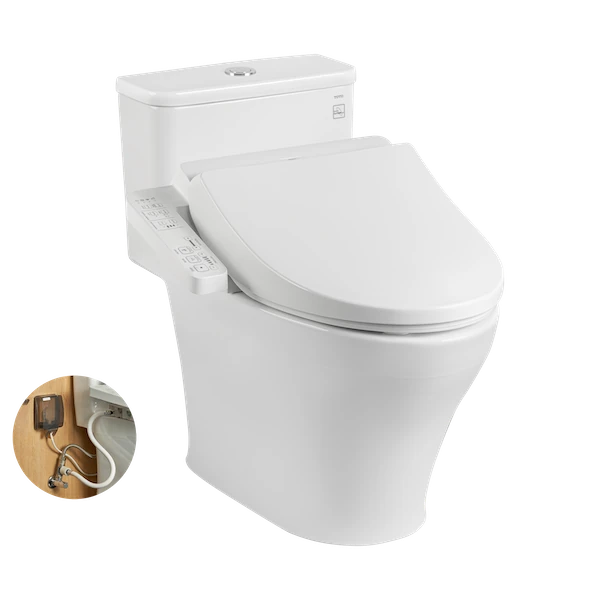 Bồn cầu điện tử TOTO MS857DW18 1 khối kèm nắp rửa điện tử WASHLET dòng C2 cơ bản – TCF23710AAA