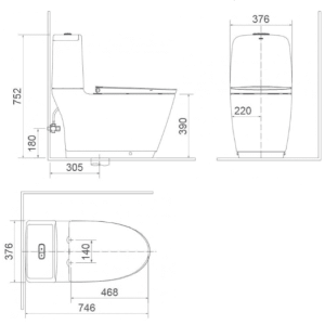 Ảnh công trình thực tế Bồn Cầu INAX AC-832/CW-S32VN 2 Khối Nắp Rửa Cơ
