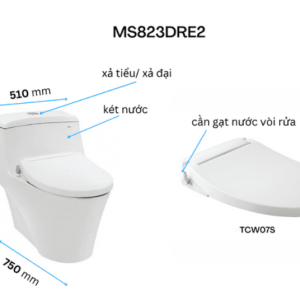 Ảnh công trình thực tế Bồn Cầu TOTO MS823DRE2#XW 1 Khối Nắp Rửa Cơ TCW07S