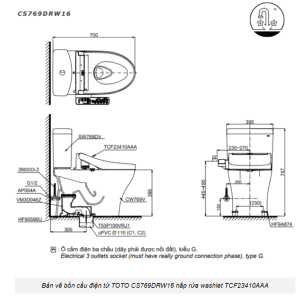 Ảnh công trình thực tế Bồn Cầu Điện Tử TOTO CS769DRW16#XW Kèm Nắp Rửa Điện Tử WASHLET Dòng C2 – TCF23410AAA (220V)