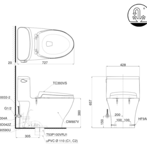 Ảnh công trình thực tế Bồn Cầu TOTO MS887RT2#XW 1 khối Nắp Đóng Êm TC393VS