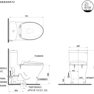 Ảnh công trình thực tế Bồn Cầu TOTO MS889DRT2#XW 1 khối Nắp Đóng Êm TC393VS