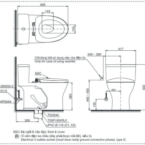 Alternative view of Bồn Cầu TOTO 1 khối MS855DT8#XW Nắp Đóng Êm TC600VS