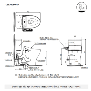 Ảnh công trình thực tế Bồn Cầu Điện Tử TOTO CS838CDW17#XW Kèm Nắp Rửa Điện Tử WASHLET (Loại Giấu Dây) Dòng C2 – TCF23460AAA (220V)
