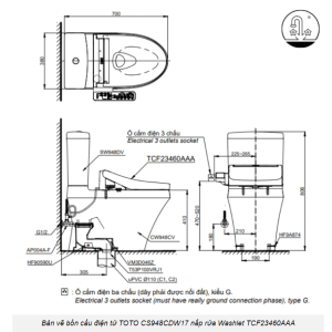 Ảnh công trình thực tế Bồn Cầu Điện Tử TOTO CS948CDW17#XW Kèm Nắp Rửa Điện Tử WASHLET (Loại Giấu Dây) Dòng C2 – TCF23460AAA (220V)