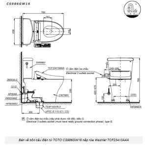 Ảnh công trình thực tế Bồn Cầu Điện Tử TOTO CS986GW16#XW Kèm Nắp Rửa Điện Tử WASHLET Dòng C2 – TCF23410AAA (220V)
