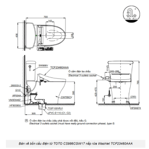 Ảnh công trình thực tế Bồn Cầu Điện Tử TOTO CS986CGW17#XW Kèm Nắp Rửa Điện Tử WASHLET (Loại Giấu Dây) Dòng C2 – TCF23460AAA (220V)