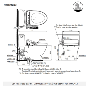 Ảnh công trình thực tế Bồn Cầu Điện Tử TOTO MS887RW16#XW Kèm Nắp Rửa Điện Tử WASHLET Dòng C2 – TCF23410AAA (220V)