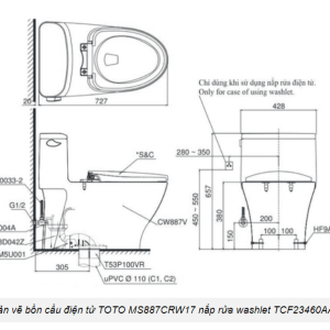 Ảnh công trình thực tế Bồn Cầu Điện Tử TOTO MS887CRW17#XW Kèm Nắp Rửa Điện Tử WASHLET (Loại Giấu Dây) Dòng C2 – TCF23460AAA (220V)