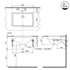 Ảnh công trình thực tế Chậu Rửa Mặt Lavabo TOTO LW1536V#XW/TL516GV Âm Bàn