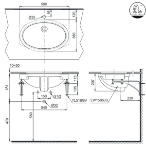 Ảnh công trình thực tế Chậu Rửa Mặt Lavabo TOTO LW1506V#XW/TL516GV Âm Bàn