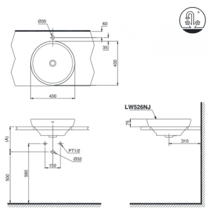 Alternative view of Chậu rửa lavabo đặt bàn LW526NJU