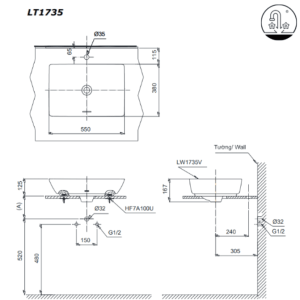 Ảnh công trình thực tế Chậu Rửa Mặt TOTO LT1735#XW Đặt Bàn