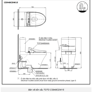 Ảnh công trình thực tế Bồn Cầu Điện Tử TOTO CS948CDW15#XW Kèm Nắp Rửa Điện Tử WASHLET (Loại Giấu Dây) Dòng C5 – TCF24460AAA (220V)