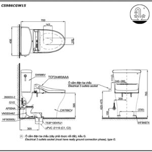 Ảnh công trình thực tế Bồn Cầu Điện Tử TOTO CS986CGW15#XW Kèm Nắp Rửa Điện Tử WASHLET (Loại Giấu Dây) Dòng C5 – TCF24460AAA (220V)