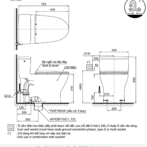Ảnh công trình thực tế Bồn Cầu Điện Tử TOTO MS188VKW6#XW/T53P100VR Kèm Nắp Rửa Điện Tử WASHLET Dòng C5 – TCF6531Z (220V)