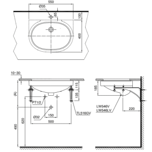 Alternative view of Chậu Rửa Mặt Lavabo TOTO LT546#W Âm Bàn