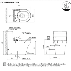 Ảnh công trình thực tế Bồn Cầu Điện Tử TOTO CW166RB#XW/TCF4732A#NW1/T53P100VR Kèm Nắp Rửa Điện Tử WASHLET Dòng S7 – TCF4732A (220V)