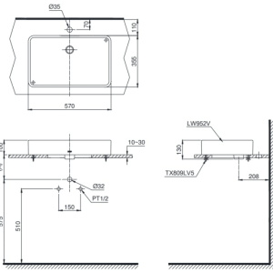 Ảnh công trình thực tế Chậu Rửa Mặt TOTO LT952#XW Đặt Bàn