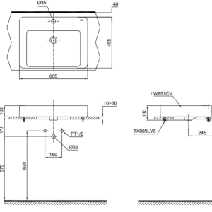Ảnh công trình thực tế Chậu Rửa Mặt TOTO LT951C#W Đặt Bàn