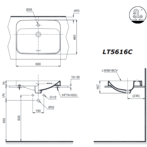 Ảnh công trình thực tế Chậu Rửa Mặt TOTO LT5616C#XW Đặt Bàn
