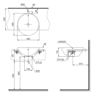 Ảnh công trình thực tế Chậu Rửa Mặt Lavabo TOTO LT533R#XW Bán Âm Bàn