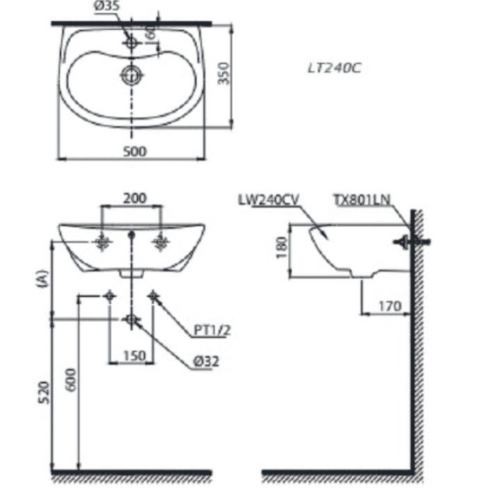 Ảnh công trình thực tế Chậu Rửa Mặt Lavabo TOTO LT240CS#W Treo Tường