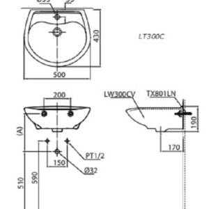 Ảnh công trình thực tế Chậu Rửa Mặt Lavabo TOTO LT300C#W Treo Tường