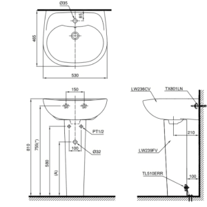 Ảnh công trình thực tế Chậu Rửa Mặt Lavabo TOTO LPT236CS#W Treo Tường Chân Dài