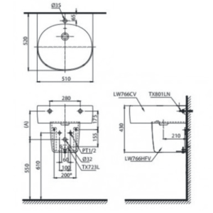 Ảnh công trình thực tế Chậu Rửa Mặt Lavabo TOTO LHT766CR#XW Treo Tường Chân Ngắn