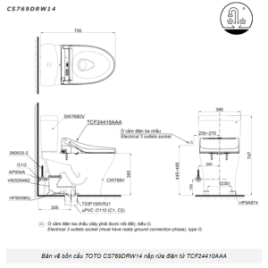 Ảnh công trình thực tế Bồn Cầu Điện Tử TOTO CS769DRW14#XW Kèm Nắp Rửa Điện Tử WASHLET Dòng C5 – TCF24410AAA (220V)