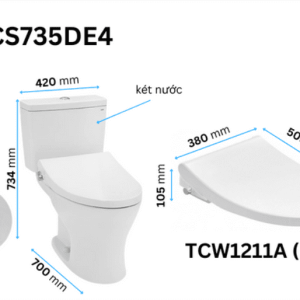 Alternative view of Bồn Cầu TOTO CS735DE4#XW 2 Khối Nắp Rửa Cơ TCW1211A