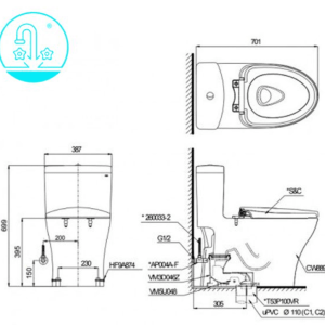 Ảnh công trình thực tế Bồn Cầu Điện Tử TOTO MS855DW7#XW Kèm Nắp Rửa Điện Tử WASHLET Dòng C2 – TCF6631A (220V)