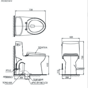 Ảnh công trình thực tế Bồn Cầu Điện Tử TOTO MS905W6#XW Kèm Nắp Rửa Điện Tử WASHLET Dòng C5 – TCF6531Z (220V)