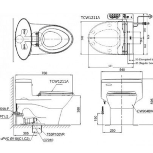 Ảnh công trình thực tế Bồn Cầu TOTO MS904E4#XW 1 Khối Nắp Rửa Cơ TCW1211A